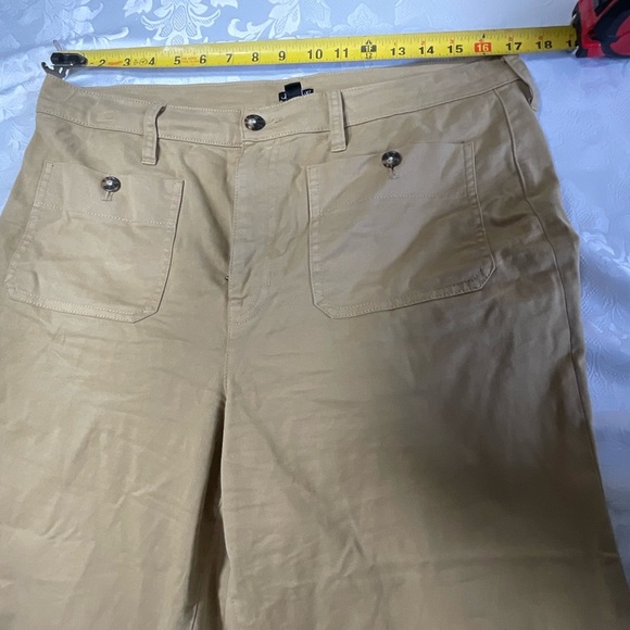 J Crew Women button front pocket size 31 tan Flat Front Straight High Rise pants - Picture 9 of 12